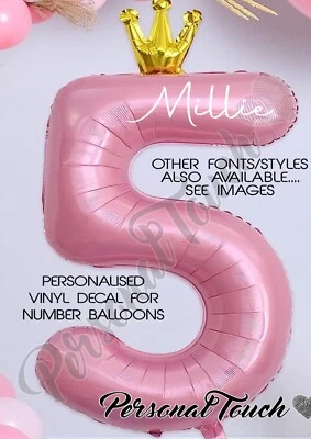 VINYL DECAL STICKERS Personalised DECAL for Foil number balloon sticker Name Boys Girls Birthday