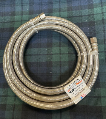 Wolverine Brass 10' 57646US 1/4'' x 1/4'' Braided Ice Maker Connector