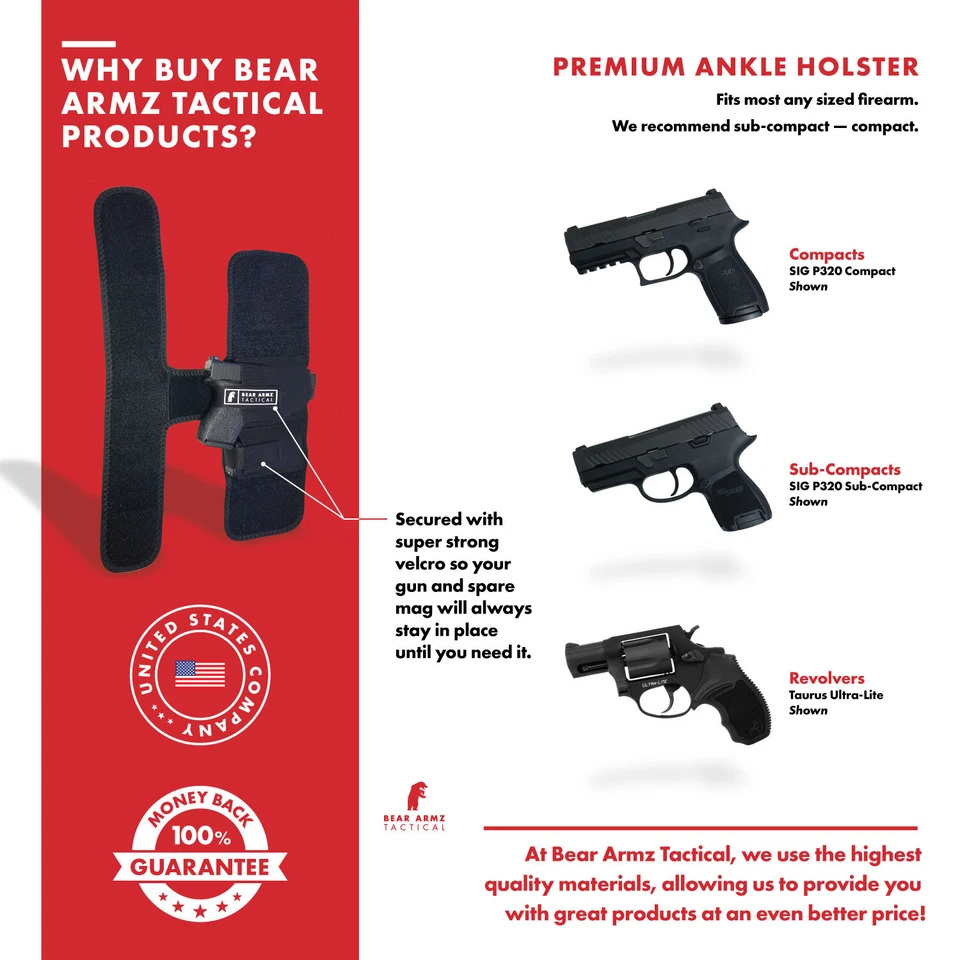 Ankle Holster for Concealed Carry Universal Fit Leg Holster for 38 9mm 40 | BUG - Image 4 of 4