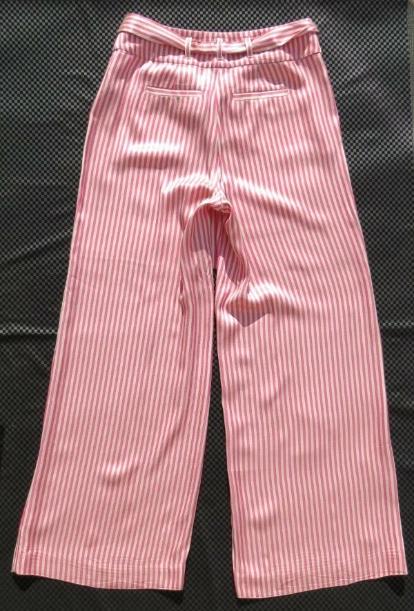 $168 ETT TWA Anthropologie Rosa Marfil Rayas Ventura Satén Pierna Ancha Pantalones EE. UU. S 6 Foto 3 de 4