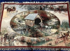 A47 Thomas Kinkade Tapestry Cotton Throw Blanket Painter of Light 66x46 USA Made