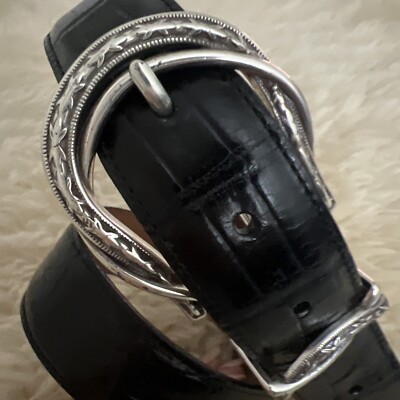 BRIGHTON Black Leather Silver Buckle Belt Medium Mingle Reversible Belt - Brighton main image 3