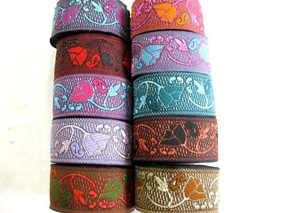 MARKENLOS Borte Webband Floral Blumenranken verschiedene Farben lfm ca.32mm breit B27.2