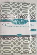Deluxe Cushioned Ironing Board Cover & Pad (54" board) GREY & WHITE, Wash it up