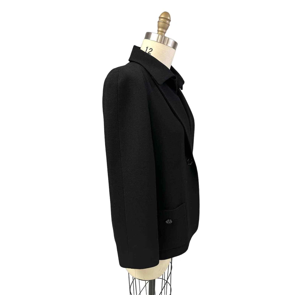 Blazer AGNONA RETRO Negro Lana Mujer 1 Botón Carrera Hecho en Italia Talla 42/US 12 Foto 3 de 4