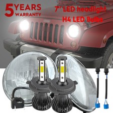 2x 7 Inch Round Led Glass Headlight Highlow Lamp For Jeep Wrangler Lj Tj Cj Jk