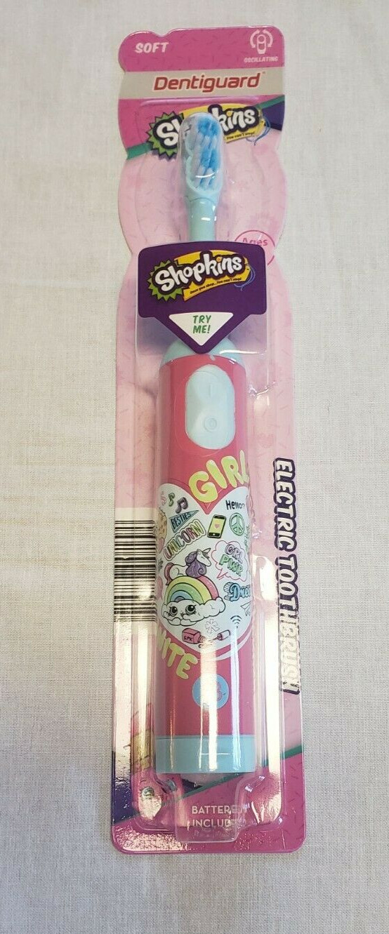 Kids Electric Battery Powered Toothbrush for Ages 3+,  Soft, SHOPKINS PINK