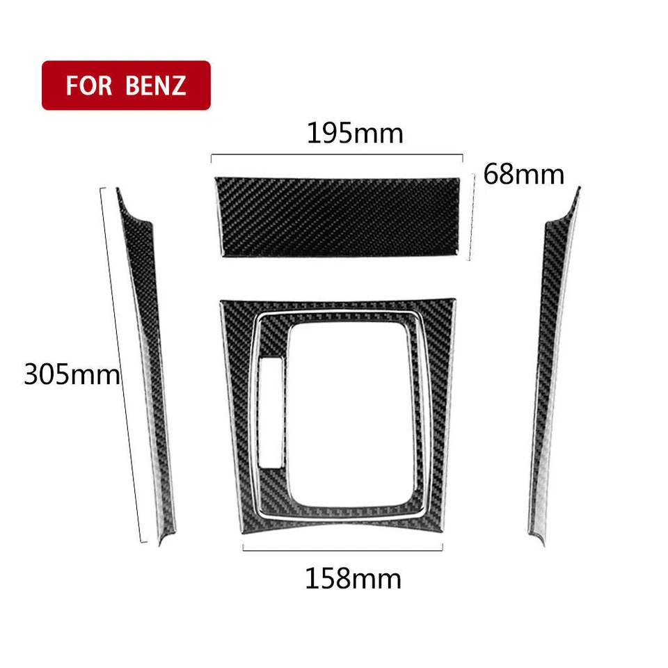 Carbon Fiber Gear Shift Panel Trim Set For Mercedes-Benz C Class W204 2007-2013 - Image 3 of 4