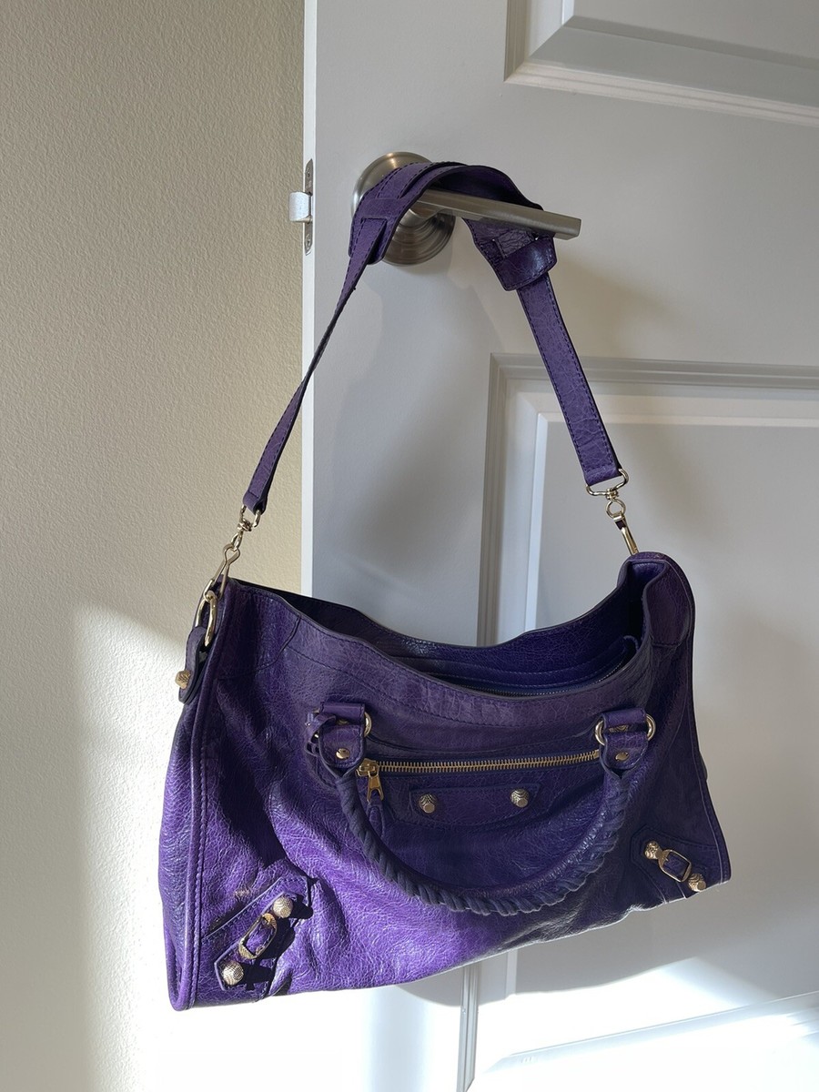 Balenciaga City Gold Studs Purple Satchel Lambskin New Bag Balenciaga City Gold Studs Purple Satchel Lambskin New Bag