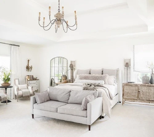 Amiel Ivory Arched Windowpane Wall Mirror Floor Leaner 82in ~ Uttermost 09542 - Picture 8 of 11