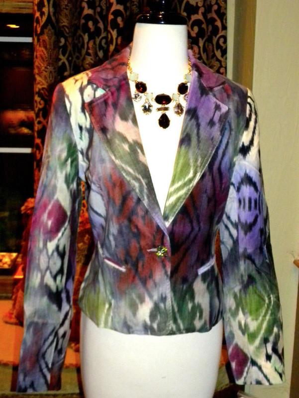 NEW Boston Proper IKAT Velvet Blazer Jacket Boho Artsy Chic Retro Coat 4 $189