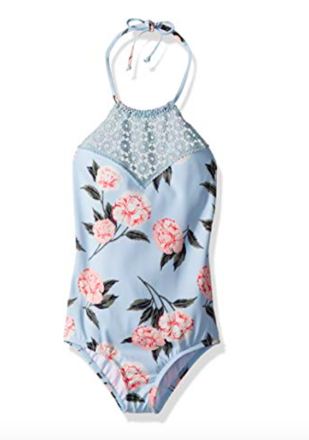 powder blue swimsuit