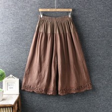Women Bloomers Pants Lace Trim Trousers Elastic Waist Loose Wide Leg Pettipants