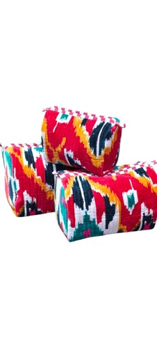 Indian Hand block Printed Toiletry Bags 3 PCS Unisex Makeup Bags Waterproof - Picture 4 of 4