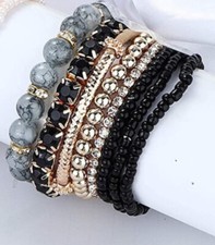 8 PC Handmade Bohemian Beaded Stackable Stretch Bracelet Set New Free Ship 5092