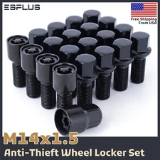 20 Pc Audi Wheel Lock M14x1.5 Black 28mm Shank Fit A3-8/E-Tron/Q2-Q8/RS