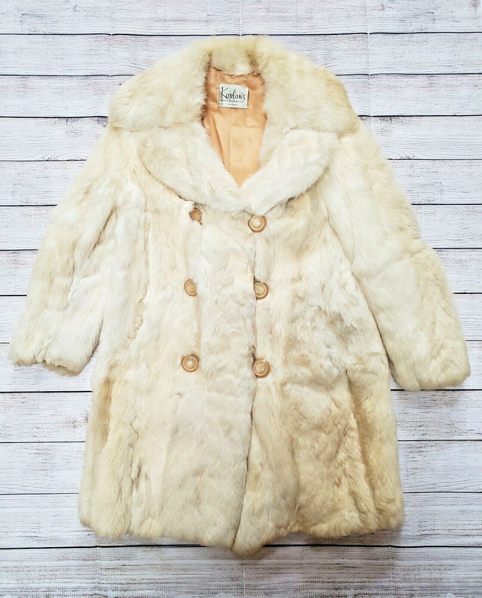 1950s KAPLAN'S CHICAGO TRUE VINTAGE FOX FUR CREAM WARM COAT MEDIUM