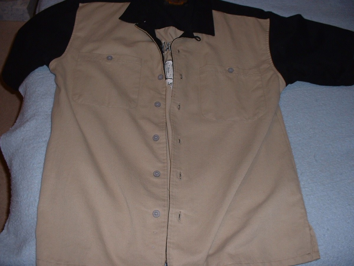 Harley Davidson Short Sleeve, Button Down, M Dress Shirt, Cotton, Polyester Harley Davidson Short Sleeve, Button Down, M Dress Shirt, Cotton, Polyester