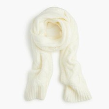 J Crew K2537 NWT Winter White Cozy Warm Over-size Loopy Stitch Cable Knit Scarf