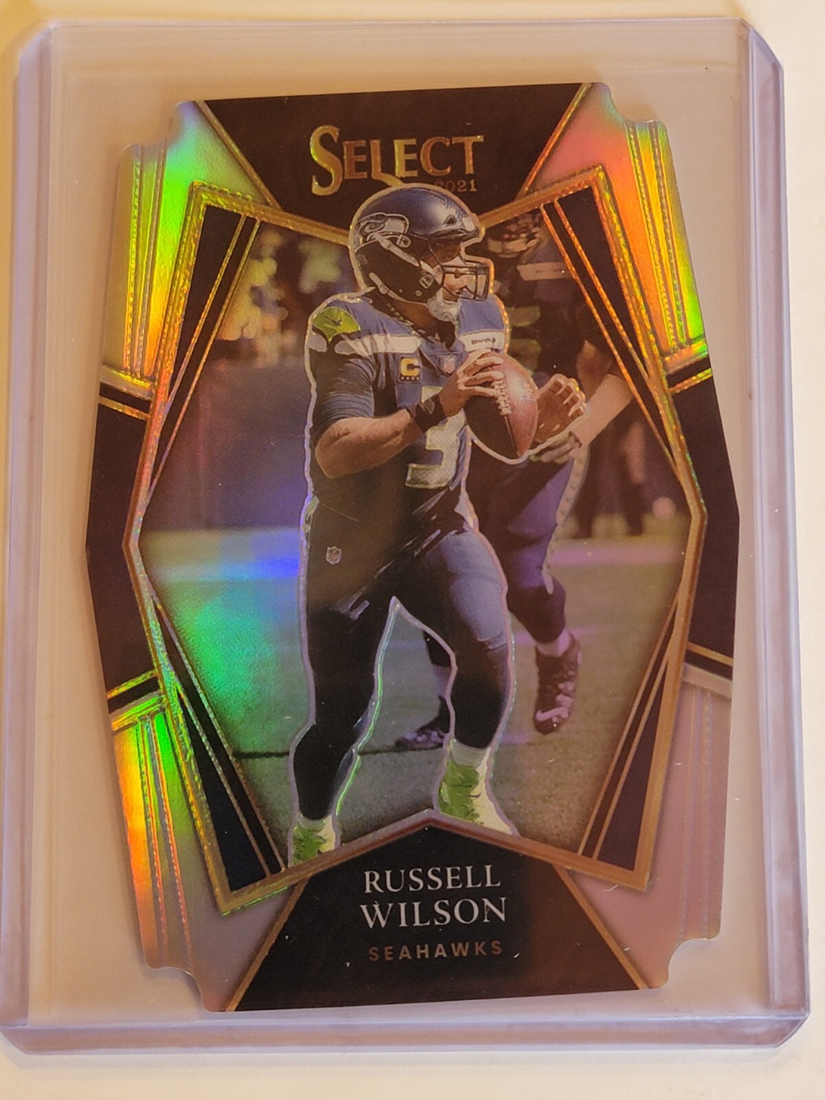 2021 Panini Select Russell Wilson #130 Premier Level Die-Cut Silver Prizm