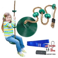 Tree Swing for Kids,Climbing Rope with Platforms,Disc Swing Seat Set Green