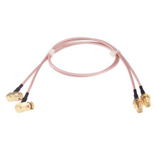 2Pcs RF Coaxial Coax Assembly RP-SMA Male Right Angle to RPSMA Female 50Cm 20In