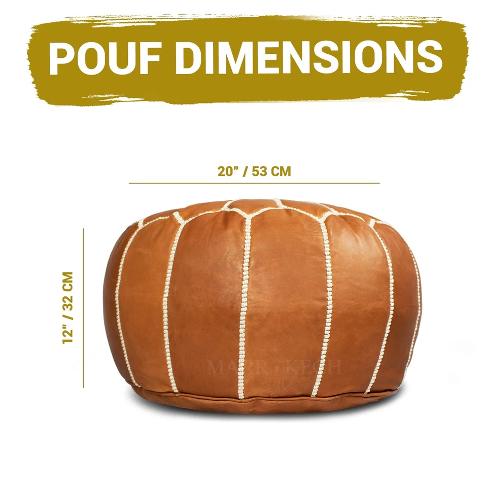 Comfortable Leather Ottoman Pouf - Handmade Unstuffed Moroccan Pouf Cover - R... - Image 2 of 4