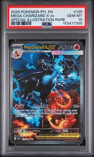 2025 POKEMON PFL SPECIAL ILLUSTRATION RARE #125 MEGA CHARIZARD X EX PSA 10