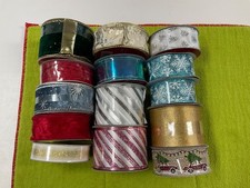 14 Rolls Of Craft Ribbon Assorted Christmas Wreath Crafting Decorating Holiday