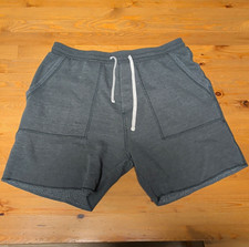 Marine Layer Men's Gray Knit Cotton Blend Sweat Shorts Drawstring Pockets L