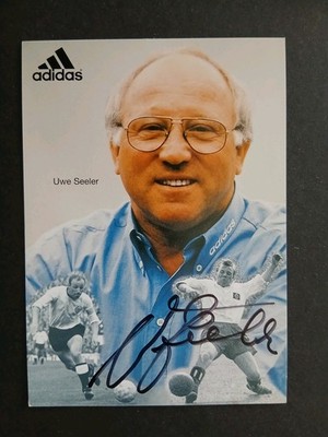 Uwe Seeler   DFB Match Guide HSV Adidas Advertising Card Original Hand Signed