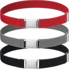 Syhood 3 Pieces Toddler Boy Belt Kids Elastic Adjustable Lack, Red, Dark Gray 