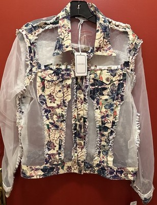 Adore Mesh Sheer Panel Floral Jacket Large NWT