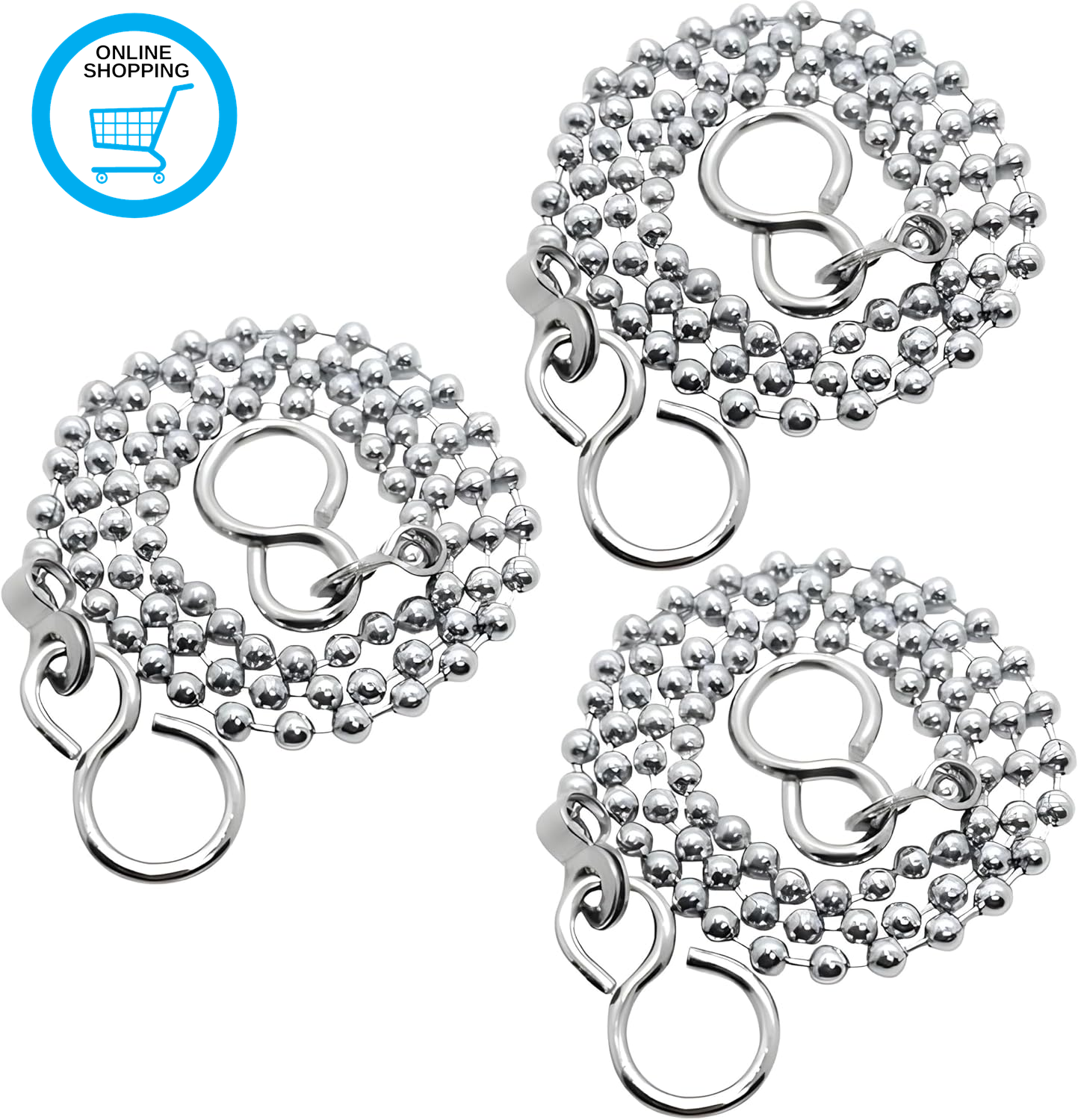 3PCS Bath Plug Chain for Bathroom Sink Plug Chain Replacement with S Shaped Hook