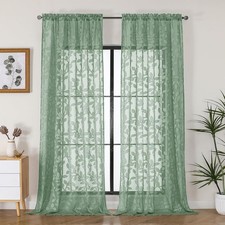Sheer Curtains Sage Green 96 in 52W x 96L Pack 2