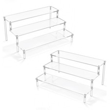 2 Packs Acrylic Display Risers,Clear Display Risers Stand Small Mini Shelf 3 ...