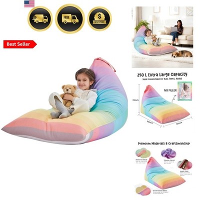 Stuffed Animal Storage Bean Bag Chair Cover for Kids Teens No Filler 250L Was...