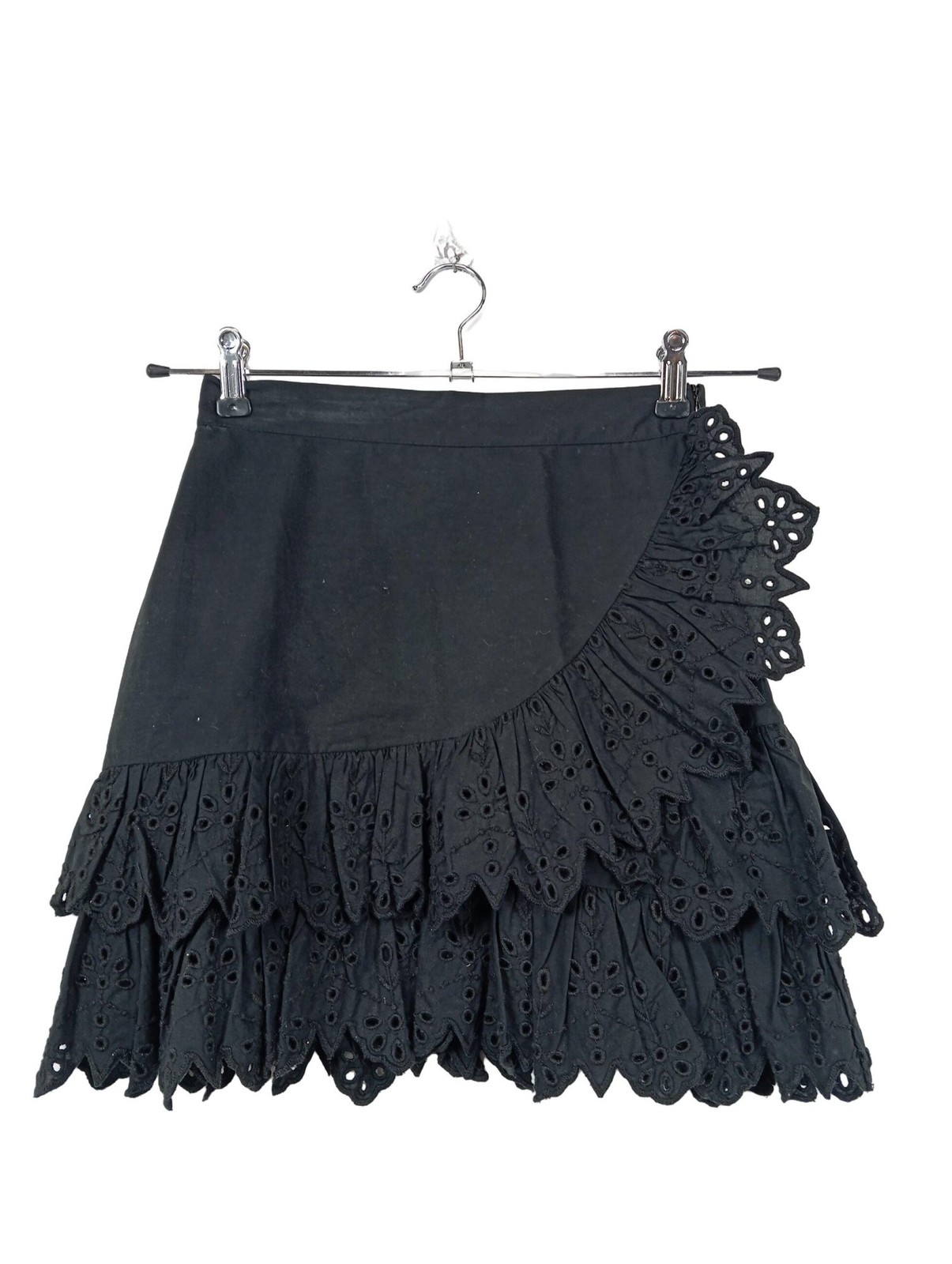 ZARA Falda con volantes Mujeres Falda Talla EU 34 negro look casual