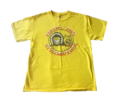 Eskimo Joe s Stillwater OK Yellow Hanes Beefy T Short Sleeve Cotton T Shirt Med