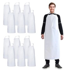 White Disposable Vinyl Aprons Waterproof Hemmed 6 Mil 72 Pack 35x45 in