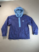 Vintage Nike Youth XL 1/2 Zip Hooded Pullover Windbreaker Swoosh Pocket 90s Blue