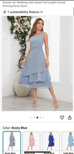 Dusty Blue Bridesmaid/Formal Tea Length Chiffon Lace-Up Dress