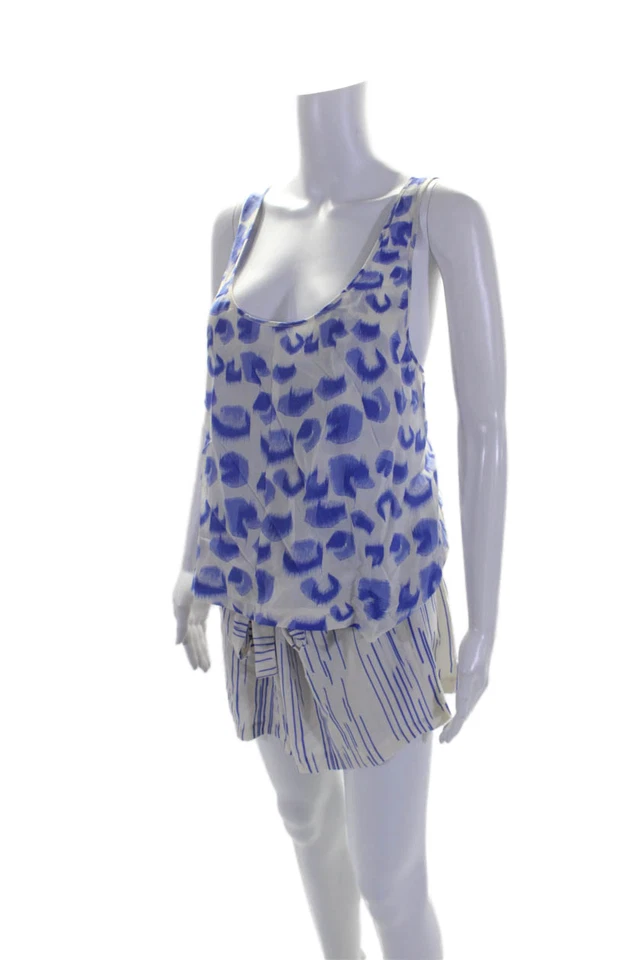 Mameluco Thakoon Addition Mujer Seda Abstracto Cordón Cintura Azul Talla S Foto 2 de 4