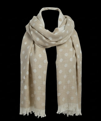 $300 NWT CLAUDIO CUTULI Lt Brown Dots Silk-Alpaca Scarf Made in Italy 73''X 20''