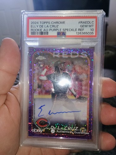 ELLY DE LA CRUZ 2024 TOPPS CHROME ROOKIE AUTO PURPLE SPECKLE /399 PSA 10 Q3414