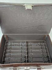 Vintage Audio Cassette Tape Holder Storage 12 Slot Carrying Case Brown Vinyl