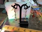 Vintage Sterling SilverHook Pierced Earrings Drop Dangle Faceted Jewelry Costume