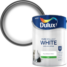 Dulux Silk Emulsion Paint for Walls and Ceilings - Pure Brilliant White 5 Litres 6.51 per litre