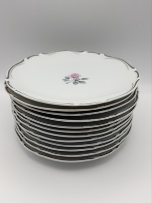 Grace China Japan Elegante 576 Set of 12 Dessert Plates 7.3  Silver Trim