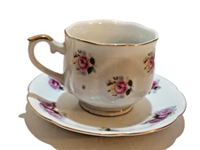 Floral Tea Cup and Saucer Vintage FTD Japan and Made In Occupied Japan Set  